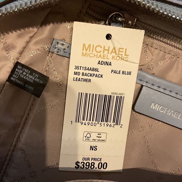 MICHAEL KORS
Adina Medium Pebbled Leather Backpack NWT light blue & wristlet - Picture 11 of 14